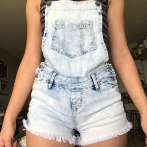 Light wash denim, short overall
